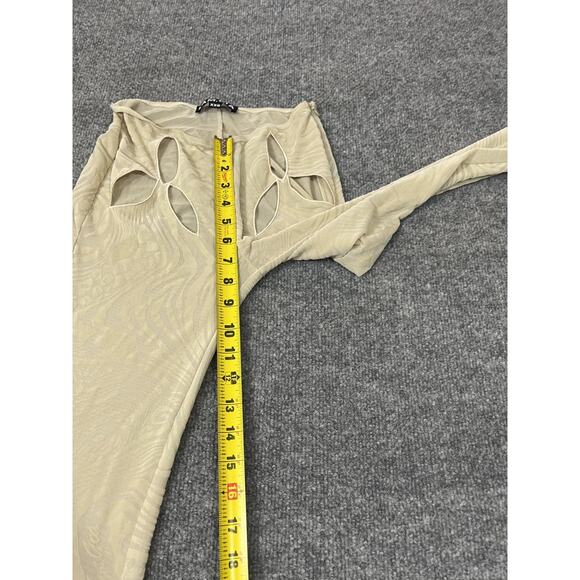 I. AM.GIA Amina Mesh Velvet Burnout Cut Out Low Rise Flare Groovy Pants 2XS Y2K - Picture 12 of 15